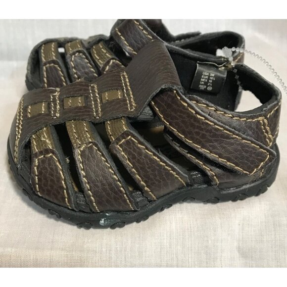 Toddler Fisherman Sandals Size 3W Teeny Toes Brown Leather Adjustable - Picture 3 of 10